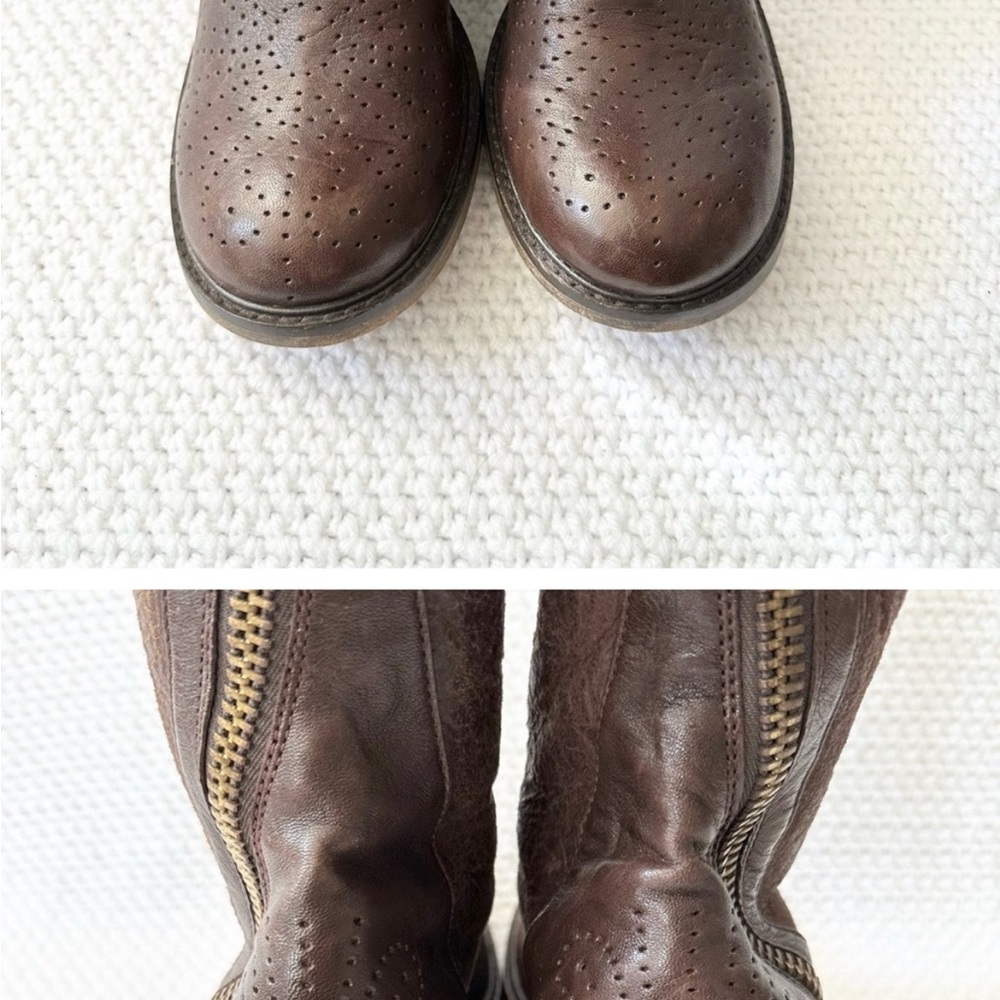 Sam Edelman X Free People Dupree Brown Soft Leather Fur Lined High Combat Boot 9